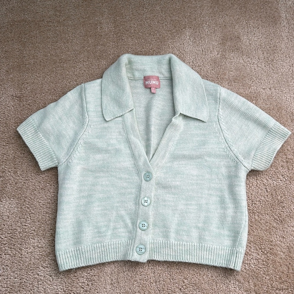 Show Me Your MuMu Cropped Collared Sweater